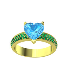 Amar Kalp Yüzük - Akuamarin ve yeşil kuvars 14 ayar altın yüzük #sdg8lm