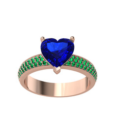 Amar Kalp Yüzük - Lab safir ve yeşil kuvars 8 ayar rose altın yüzük #sfaalz