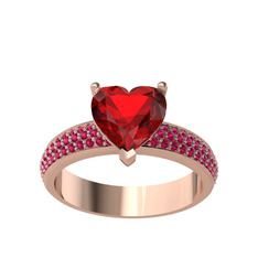Amar Kalp Yüzük - Garnet ve rodolit garnet 8 ayar rose altın yüzük #ta9ga7