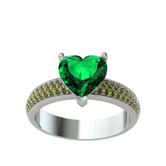 Amar Kalp Yüzük - Yeşil kuvars ve peridot 925 ayar gümüş yüzük #u2izb