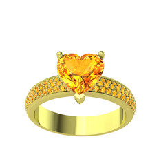 Amar Kalp Yüzük - Sitrin 925 ayar altın kaplama gümüş yüzük #uc1azt