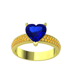 Amar Kalp Yüzük - Lab safir ve sitrin 14 ayar altın yüzük #w9h23c