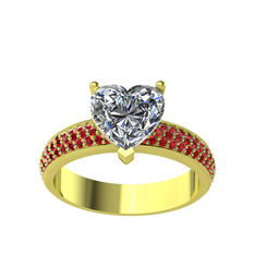 Beyaz zirkon ve garnet 14 ayar altın yüzük