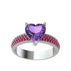 Amar Kalp Yüzük - Ametist ve rodolit garnet 925 ayar gümüş yüzük #zvklxz