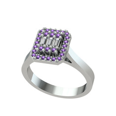 Swarovski ve ametist 925 ayar gümüş yüzük