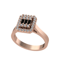 Siyah zirkon ve swarovski 925 ayar rose altın kaplama gümüş yüzük