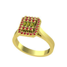 Peridot ve garnet 14 ayar altın yüzük