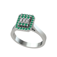 Yue Baget Yüzük - Swarovski ve kök zümrüt 925 ayar gümüş yüzük #15g55vp