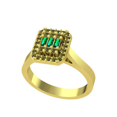 Yeşil kuvars ve peridot 925 ayar altın kaplama gümüş yüzük