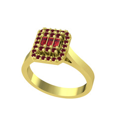 Yue Baget Yüzük - Garnet ve kök yakut 14 ayar altın yüzük #16xajt3