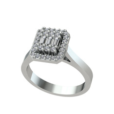 Yue Baget Yüzük - Swarovski ve beyaz zirkon 18 ayar beyaz altın yüzük #18u39wa