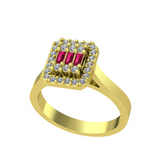 Rodolit garnet ve swarovski 14 ayar altın yüzük