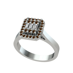 Swarovski ve dumanlı kuvars 925 ayar gümüş yüzük