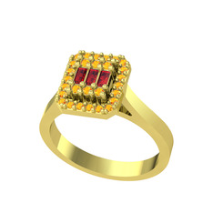 Garnet ve sitrin 14 ayar altın yüzük