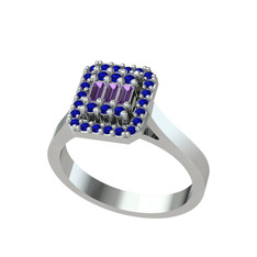 Yue Baget Yüzük - Ametist ve lab safir 925 ayar gümüş yüzük #1d13dlp