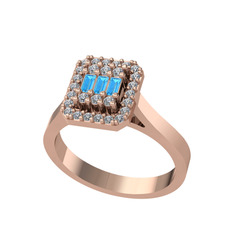 Yue Baget Yüzük - Akuamarin ve swarovski 18 ayar rose altın yüzük #1dnlnht