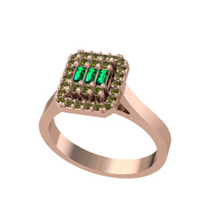 Yue Baget Yüzük - Yeşil kuvars ve peridot 8 ayar rose altın yüzük #1e99zjt