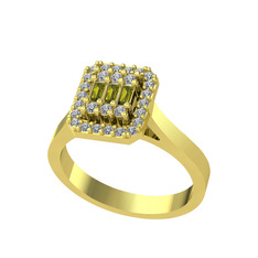 Yue Baget Yüzük - Peridot ve pırlanta 925 ayar altın kaplama gümüş yüzük (0.308 karat) #1gc18qw