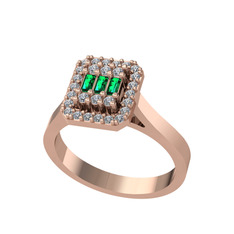 Yeşil kuvars ve swarovski 18 ayar rose altın yüzük