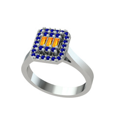 Yue Baget Yüzük - Sitrin ve lab safir 925 ayar gümüş yüzük #1hyuqoy