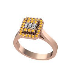 Yue Baget Yüzük - Swarovski ve sitrin 18 ayar rose altın yüzük #1i09pzl