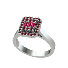 Yue Baget Yüzük - Rodolit garnet ve kök yakut 14 ayar beyaz altın yüzük #1i3n61