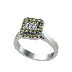Swarovski ve peridot 18 ayar beyaz altın yüzük