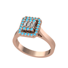 Swarovski ve akuamarin 18 ayar rose altın yüzük