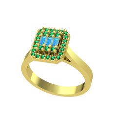 Yue Baget Yüzük - Akuamarin ve yeşil kuvars 18 ayar altın yüzük #1itztrl