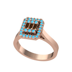 Dumanlı kuvars ve akuamarin 18 ayar rose altın yüzük