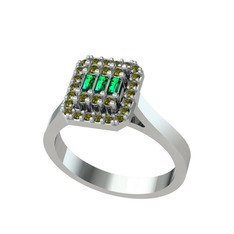 Yue Baget Yüzük - Yeşil kuvars ve peridot 18 ayar beyaz altın yüzük #1khctj8