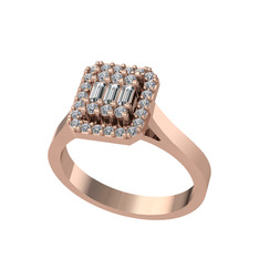 Yue Baget Yüzük - Swarovski ve pırlanta 925 ayar rose altın kaplama gümüş yüzük (0.308 karat) #1kypld6