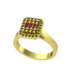 Yue Baget Yüzük - Garnet ve peridot 14 ayar altın yüzük #1l81wt6
