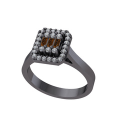 Dumanlı kuvars ve swarovski 925 ayar siyah rodyum kaplama gümüş yüzük