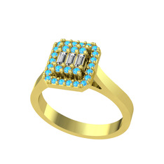 Yue Baget Yüzük - Swarovski ve akuamarin 18 ayar altın yüzük #1mp1pya