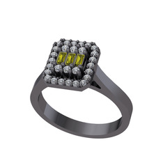 Yue Baget Yüzük - Peridot ve swarovski 925 ayar siyah rodyum kaplama gümüş yüzük #1nb7pve