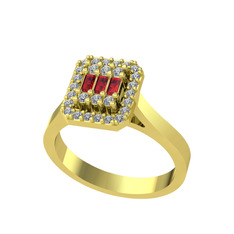 Yue Baget Yüzük - Garnet ve swarovski 18 ayar altın yüzük #1ofb1db