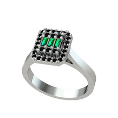 Yue Baget Yüzük - Yeşil kuvars ve siyah zirkon 925 ayar gümüş yüzük #1pcyx4d