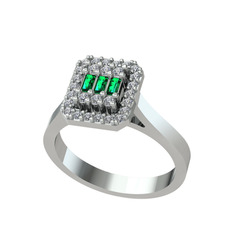 Yeşil kuvars ve beyaz zirkon 18 ayar beyaz altın yüzük