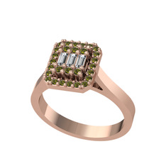 Yue Baget Yüzük - Swarovski ve peridot 925 ayar rose altın kaplama gümüş yüzük #1sk68kh
