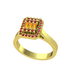 Yue Baget Yüzük - Sitrin ve garnet 18 ayar altın yüzük #1v6ajqi