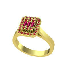 Yue Baget Yüzük - Rodolit garnet ve garnet 18 ayar altın yüzük #1vm496f