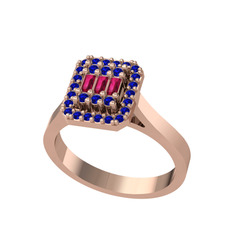 Rodolit garnet ve lab safir 18 ayar rose altın yüzük