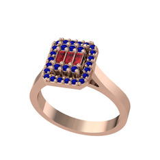 Yue Baget Yüzük - Garnet ve lab safir 8 ayar rose altın yüzük #7hpno