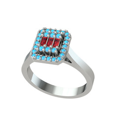 Yue Baget Yüzük - Garnet ve akuamarin 925 ayar gümüş yüzük #7im69h