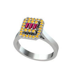 Yue Baget Yüzük - Rodolit garnet ve sitrin 925 ayar gümüş yüzük #7ji0qp