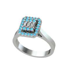 Yue Baget Yüzük - Swarovski ve akuamarin 925 ayar gümüş yüzük #8mu3qe