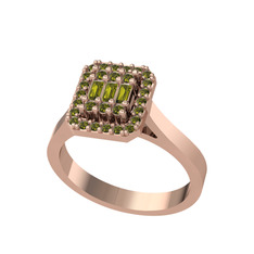 Yue Baget Yüzük - Peridot 14 ayar rose altın yüzük #9ouh5d