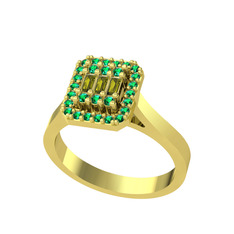 Yue Baget Yüzük - Peridot ve yeşil kuvars 14 ayar altın yüzük #a0cl35