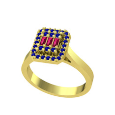 Yue Baget Yüzük - Rodolit garnet ve lab safir 925 ayar altın kaplama gümüş yüzük #a53b94